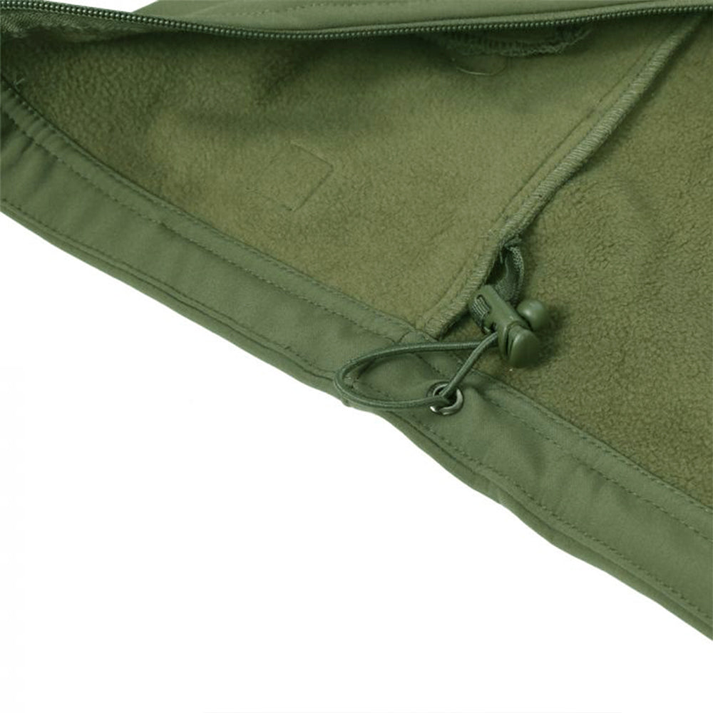 Tactical Softshell Military Jacket with Buttons and Shoulder Flaps - Olive Green