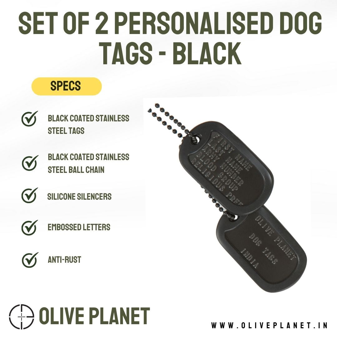 Set Of 2 Personalised Dog Tags - Black