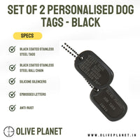 Thumbnail for Set Of 2 Personalised Dog Tags - Black