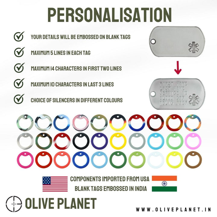 Set Of 2 Personalised Dog Tags - Medic Alert