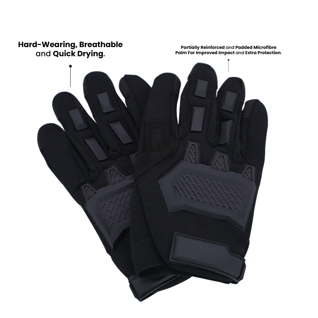 Tactical Full Finger Gloves - Black