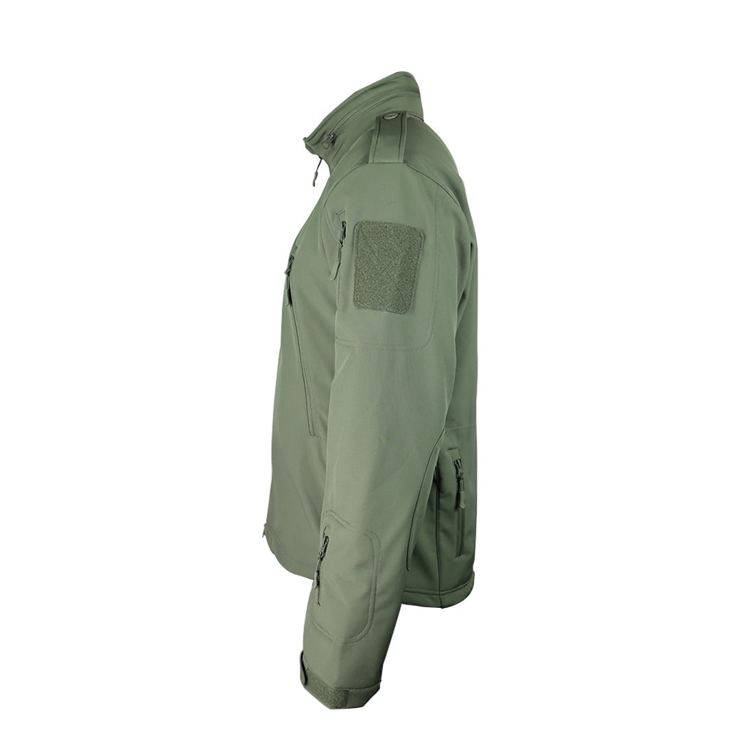Tactical Softshell Military Jacket with Shoulder Flaps - Olive Green