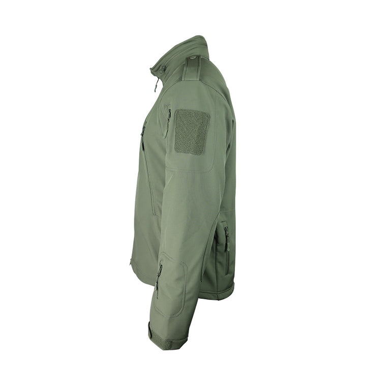 Tactical Softshell Military Jacket with Shoulder Flaps - Olive Green