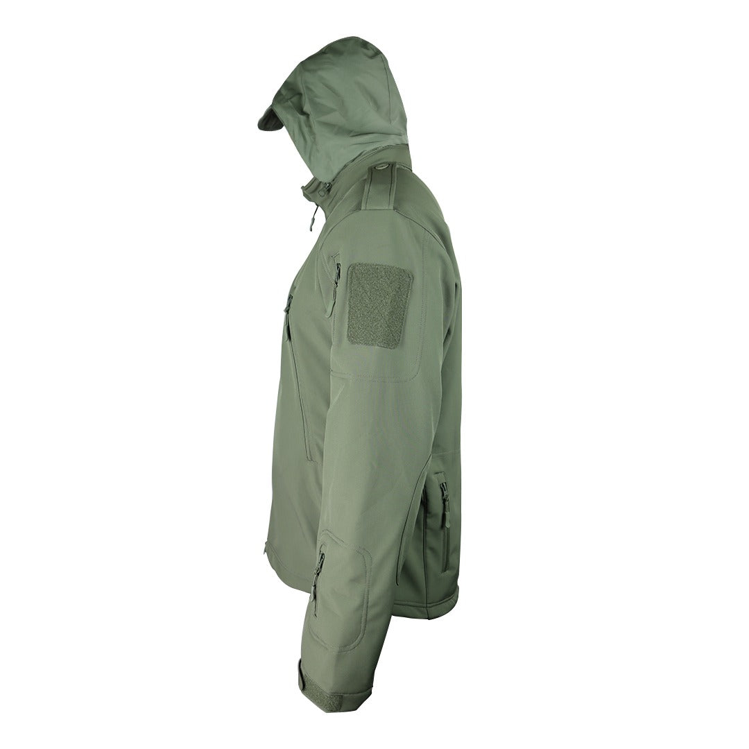 Tactical Softshell Military Jacket with Shoulder Flaps - Olive Green