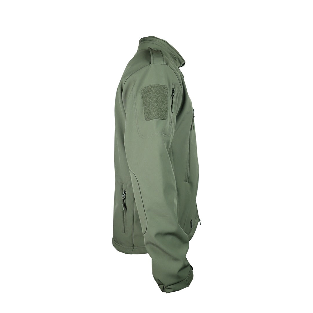 Tactical Softshell Military Jacket with Shoulder Flaps - Olive Green