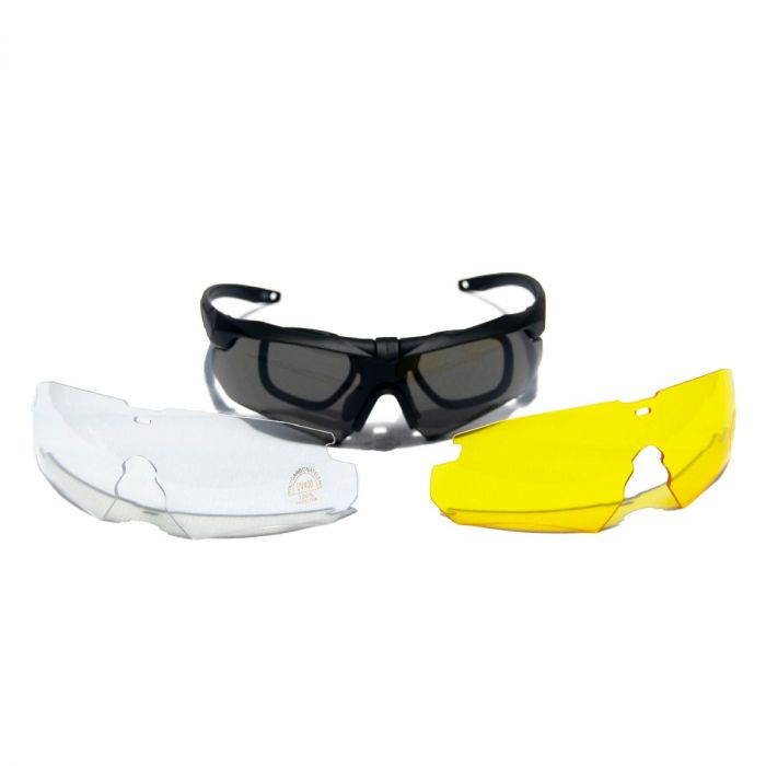 Raptor Combat Ballistic Eye Shield with Prescription Lens Adapter and 3 Interchangeable Lens
