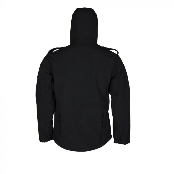 Tactical Softshell Military Jacket with Shoulder Flaps - Black