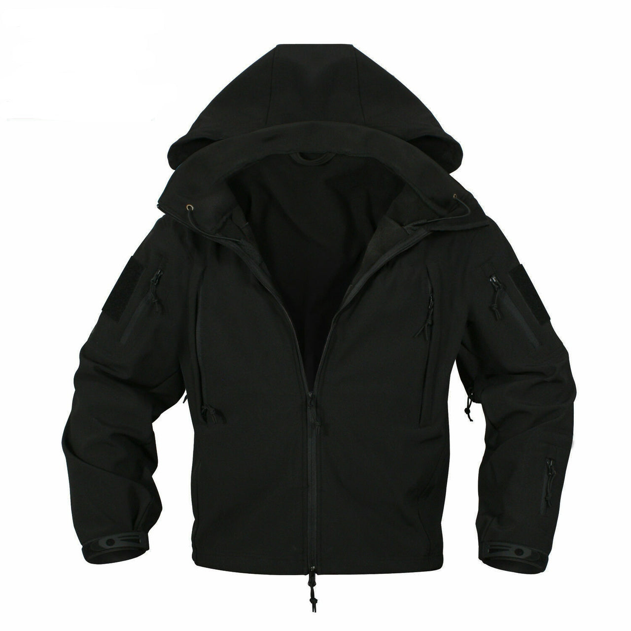Tactical Softshell Military Jacket with Shoulder Flaps - Black