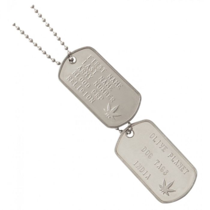 Set Of 2 Personalised Dog Tags - Weed (Cannabis Sataiva Leaf)