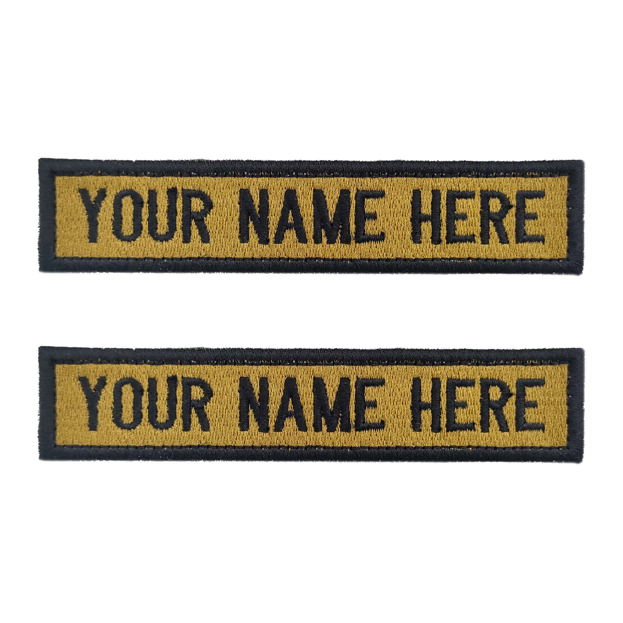Embroidered Police Name Tab (Khaki Background & Black Letters) - Set of 2