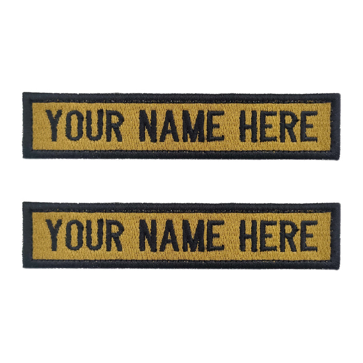 Embroidered Police Name Tab (Khaki Background & Black Letters) - Set of 2