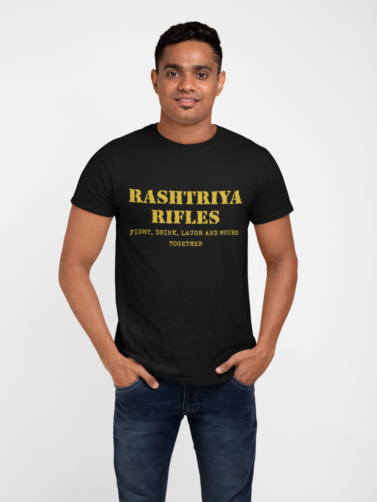 Rashtriya Rifles T-shirt - Fight, Drink, Laugh & Mourn Together ( Men)