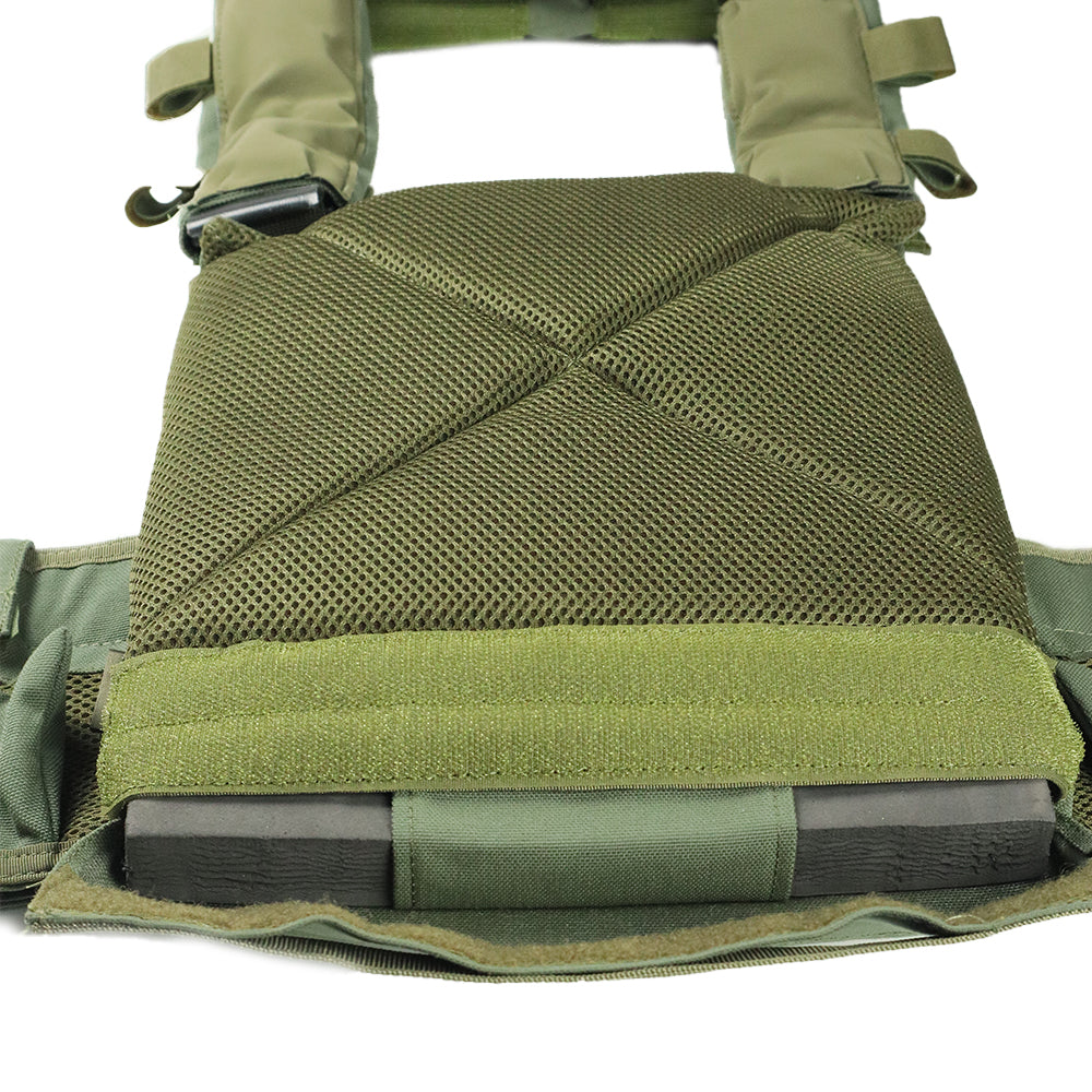 Tactical Bullet Proof Plate Carrier Vest (for Ordnance Issue Plates and AK Magazine) - Olive Green