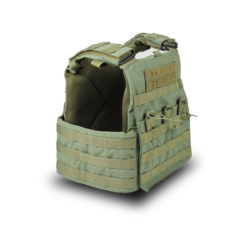 Tactical Bullet Proof Plate Carrier Vest (for Ordnance Issue Plates and AK Magazine) - Olive Green