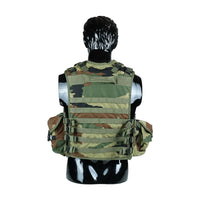 Thumbnail for Tactical Vest With Plate Carrier and Ammunition Pouch - Woodland Camo