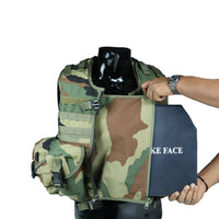 Thumbnail for Tactical Vest With Plate Carrier and Ammunition Pouch - Woodland Camo