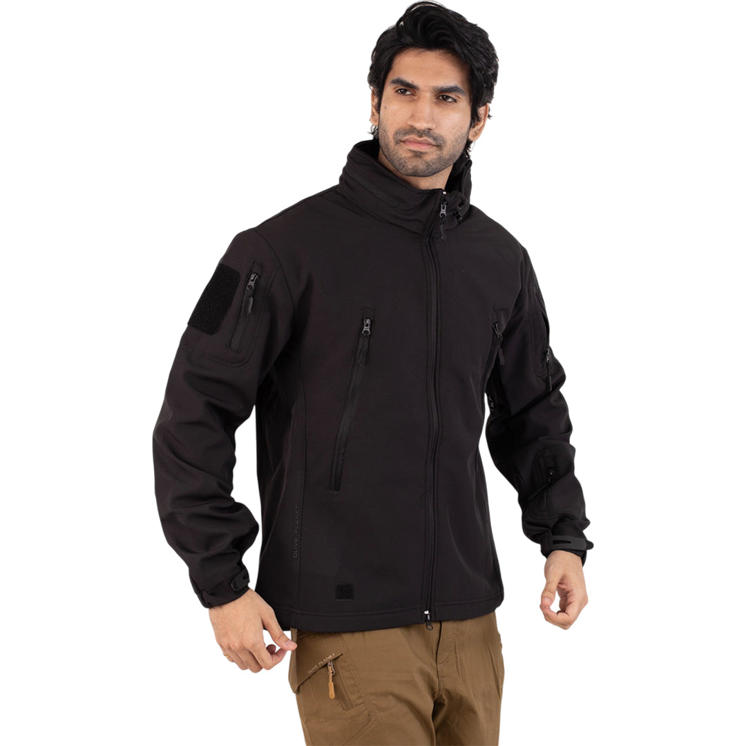 Tactical Softshell Military Jacket - Black