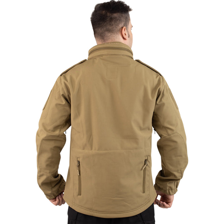 Tactical Softshell Police Jacket with Shoulder Flaps - Khaki