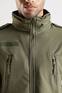 Thumbnail for Tactical Softshell Military Jacket with Shoulder Flaps - Olive Green
