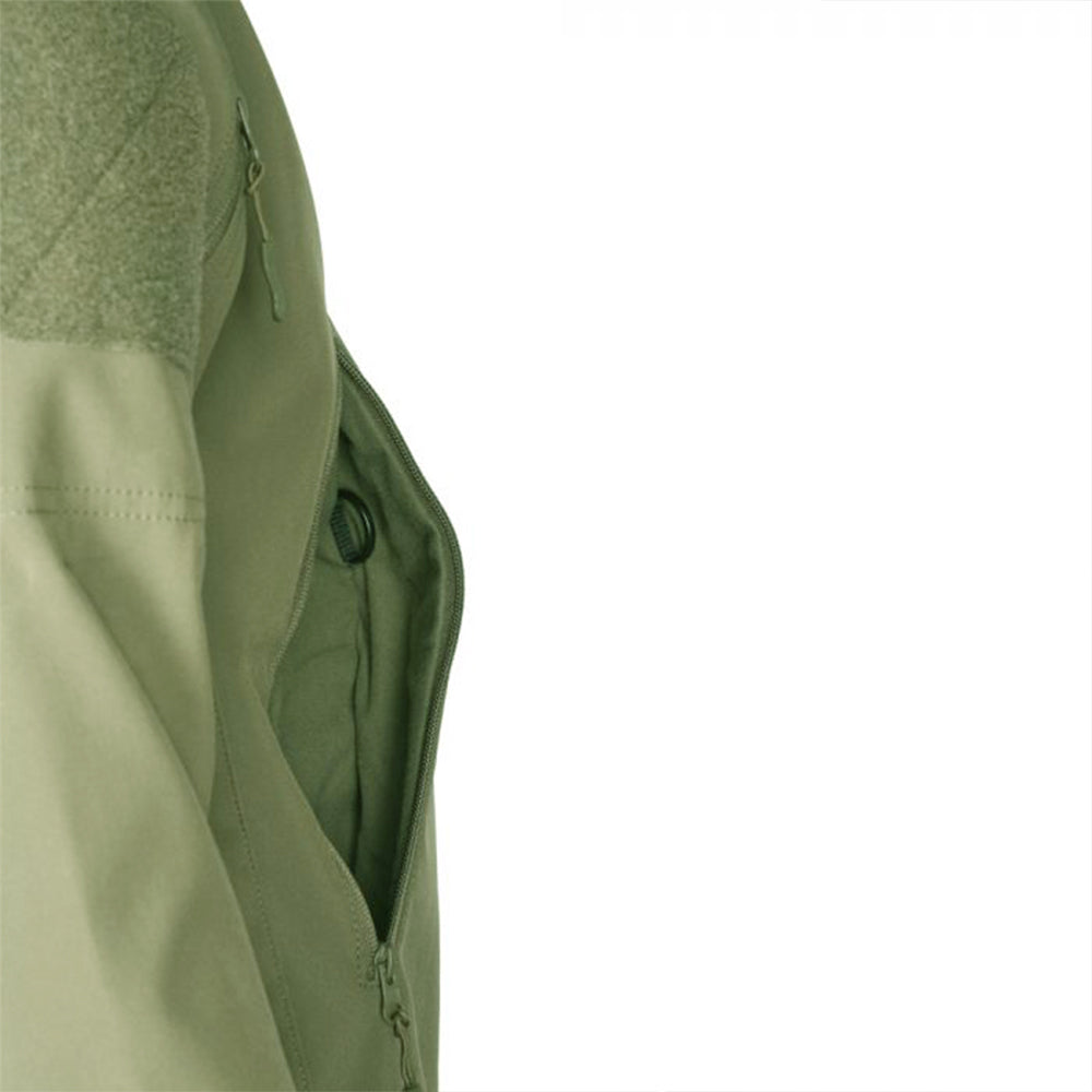 Tactical Softshell Military Jacket with Buttons and Shoulder Flaps - Olive Green