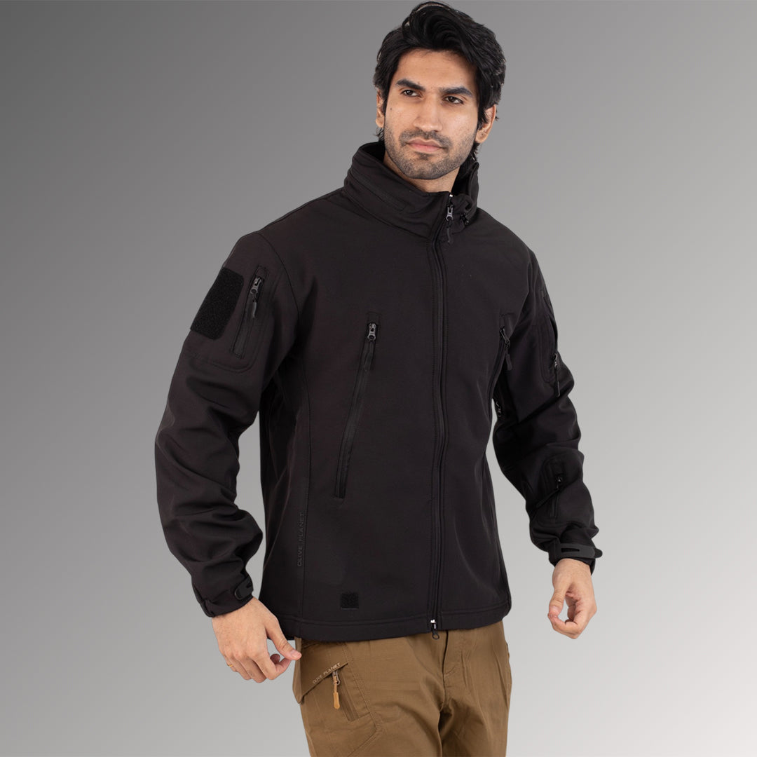 Tactical Softshell Military Jacket - Black