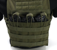 Thumbnail for Green tactical vest with multiple pockets on a white background