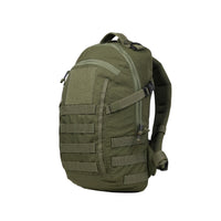 Thumbnail for An olive green tactical curve daypack with multiple front utility pockets, webbing straps, and padded shoulder straps, shown against a plain white background.