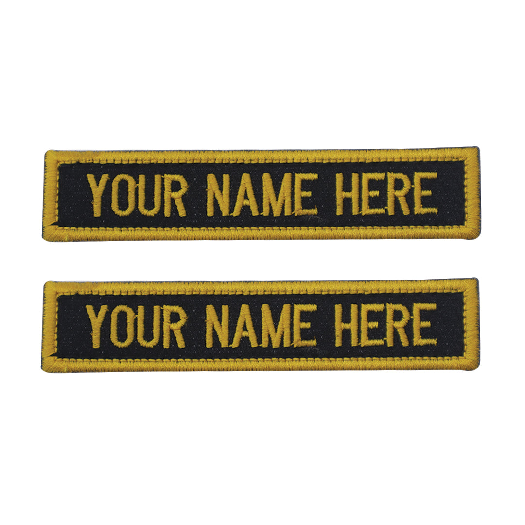 Embroidered Coast Guard Name Tab (Black Background & Yellow Letters) - Set of 2