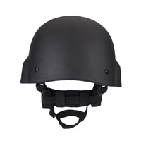 Thumbnail for Back view of black military MICH 2000 tactical helmet with a chin strap on a white background