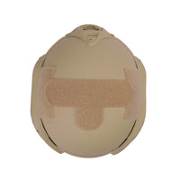 Thumbnail for Top view of a tan colour military MICH 2000 tactical helmet with rail on a white background