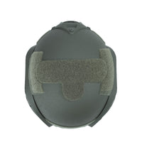 Thumbnail for Top view of a olive green colour military MICH 2001 tactical helmet with rail on a white background