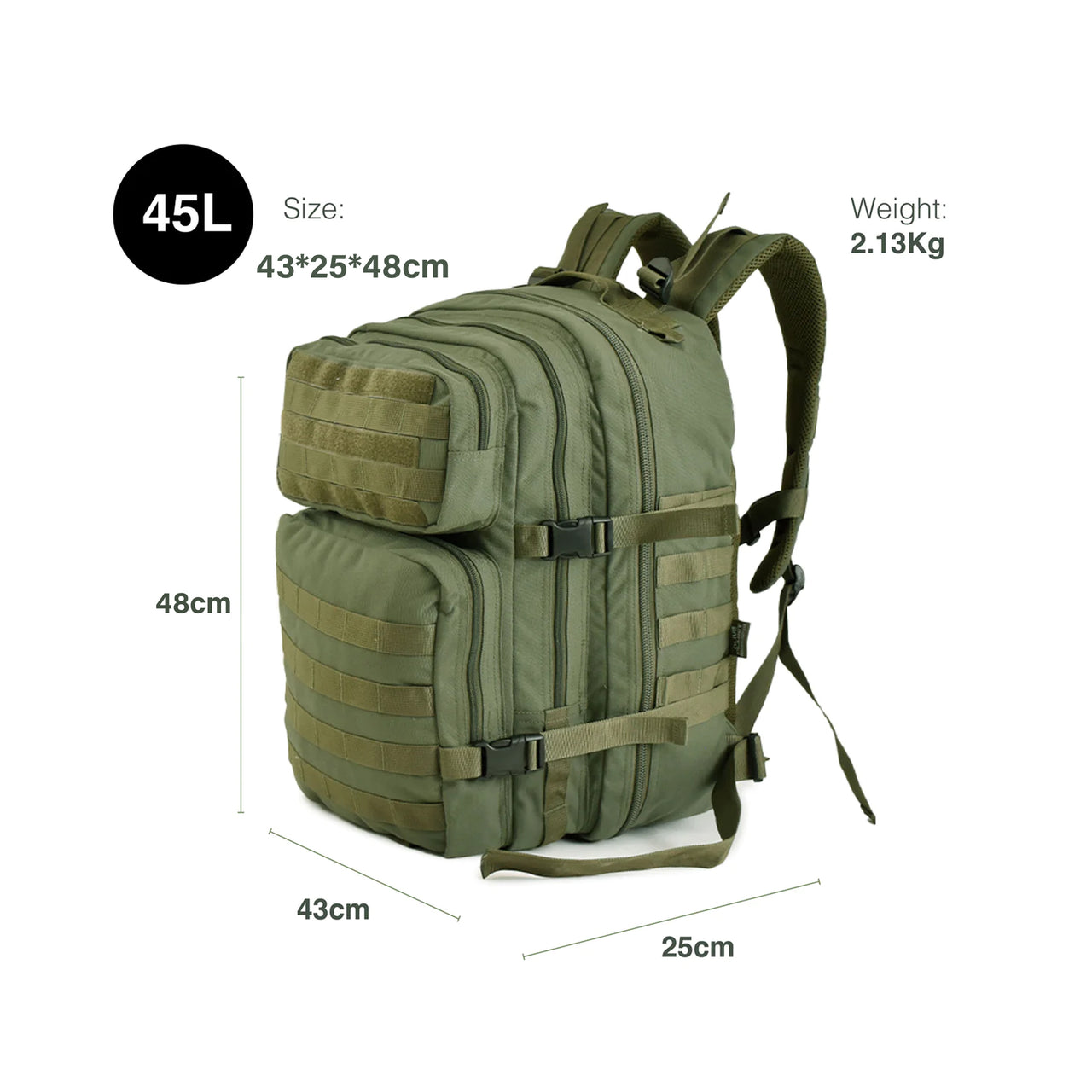 MOLLE Tactical Backpack, 45 Litres