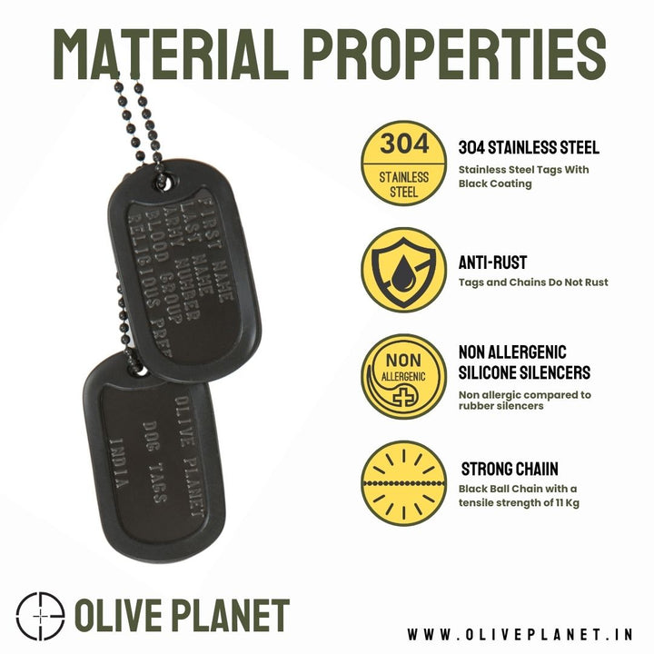 Set Of 2 Personalised Dog Tags - Black