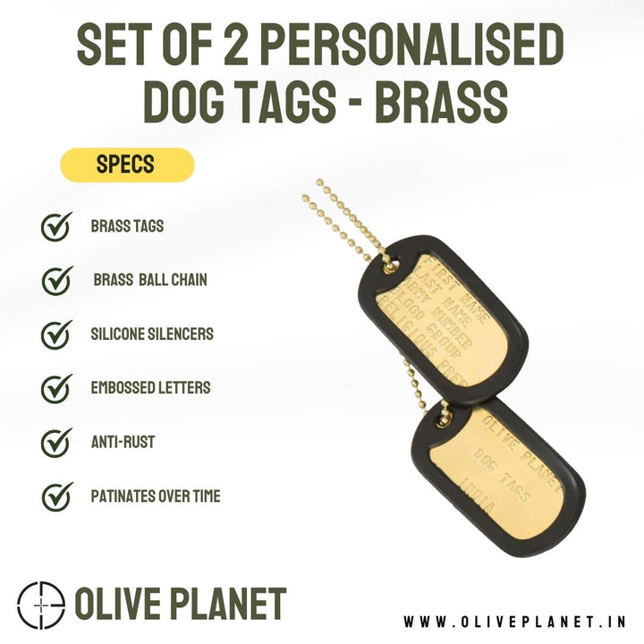 Set Of 2 Personalised Dog Tags - Brass