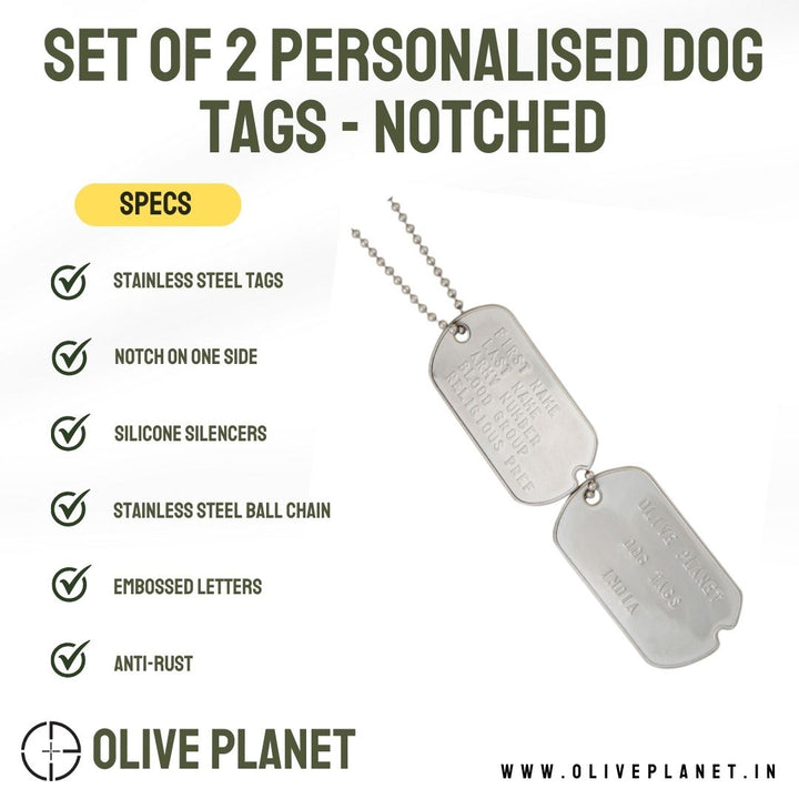 Set Of 2 Personalised Dog Tags - Notched