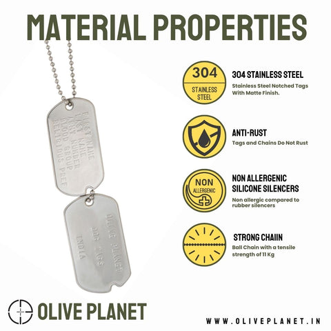 Buy the Best Custom Made Army Dog Tags in India Olive Planet tagged Dog Tag