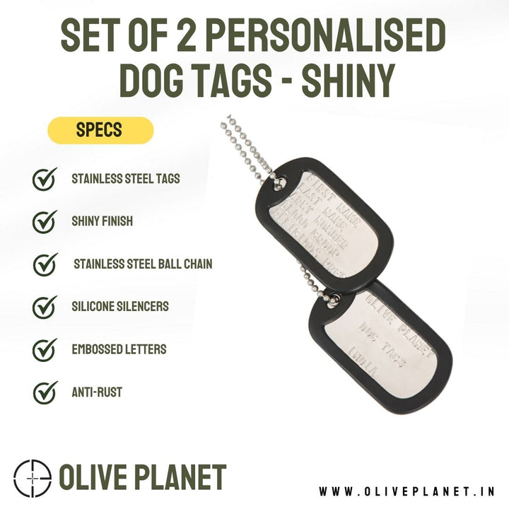 Set Of 2 Personalised Dog Tags - Shiny