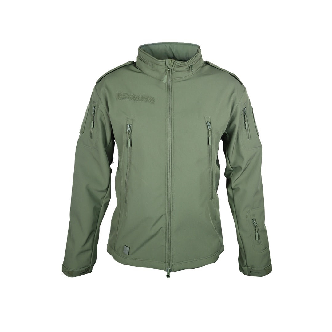 Tactical Softshell Military Jacket with Shoulder Flaps - Olive Green