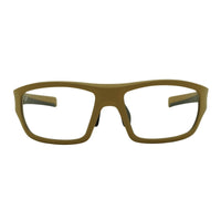 Thumbnail for Front view of Tactiv Corsair Tan sunglasses with clear lens and black accents on a white background