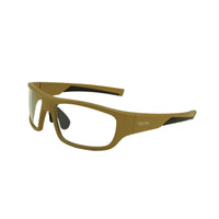 Thumbnail for Left side view of Tactiv Corsair Tan sunglasses with clear lens and black accents on a white background