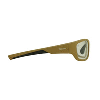Thumbnail for Side view of Tactiv Corsair Tan sunglasses with clear lens and black accents on a white background