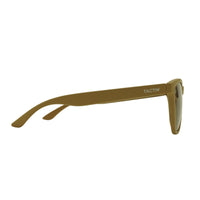Thumbnail for Side view of desert tan colour wayfarer with a brown tint polarised lens on white background