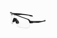 Thumbnail for Left side angle view of Tactiv vantage black photochromic eye shield with clear lens on a white background