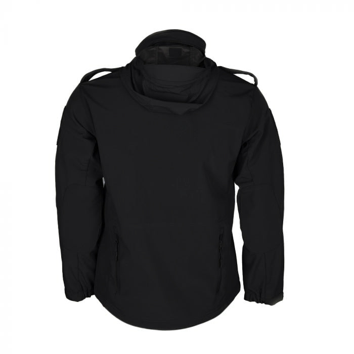 Tactical Softshell Military Jacket with Shoulder Flaps - Black