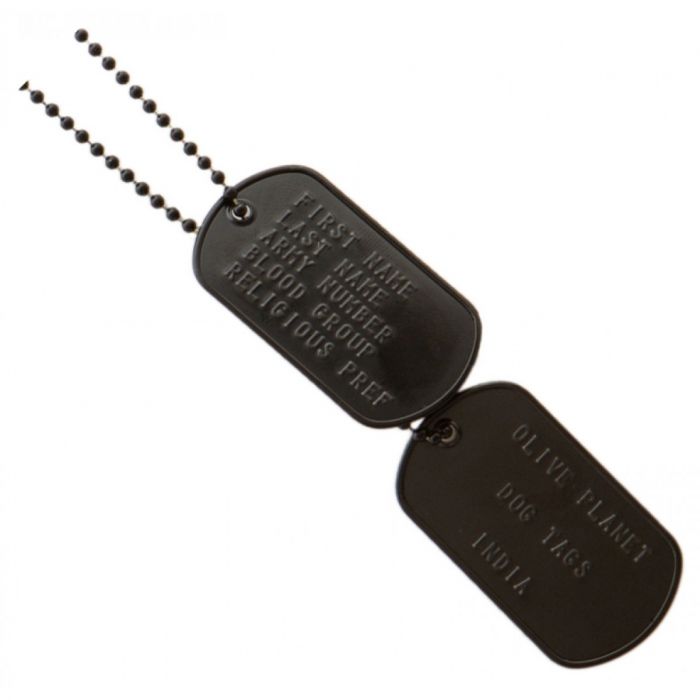 Set Of 2 Personalised Dog Tags - Black