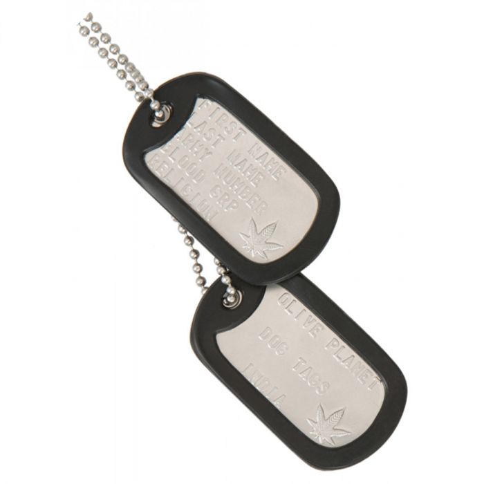 Set Of 2 Personalised Dog Tags - Weed (Cannabis Sataiva Leaf)