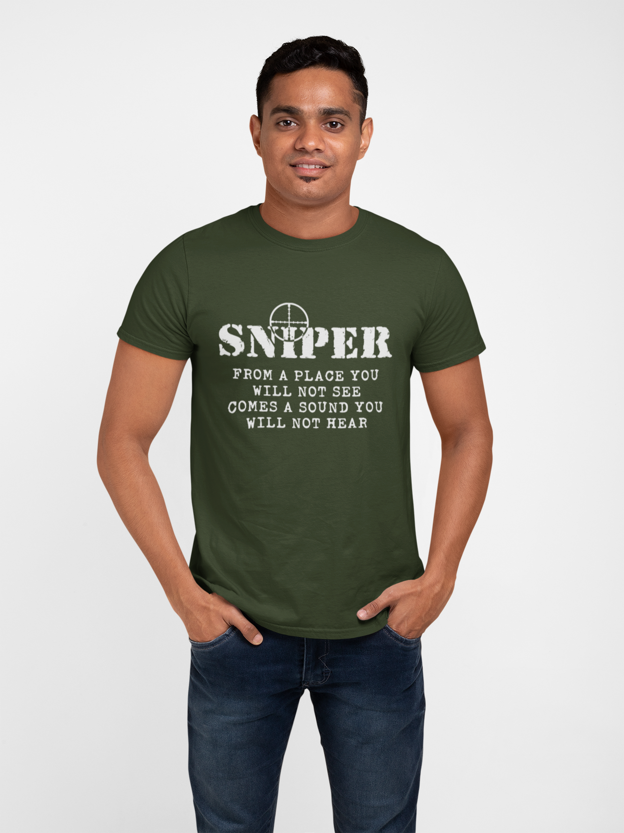 Sniper T-shirt - Sniper, From a Place You Will Not See..... (Men)