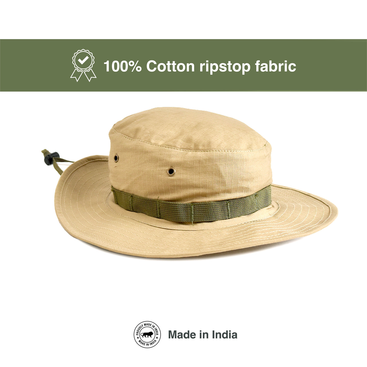 Safari Hat | Khaki and Green 58 cm