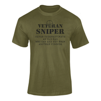 Thumbnail for Sniper T-shirt - Veteran Sniper, Never Underestimate An Old Man..... (Men)