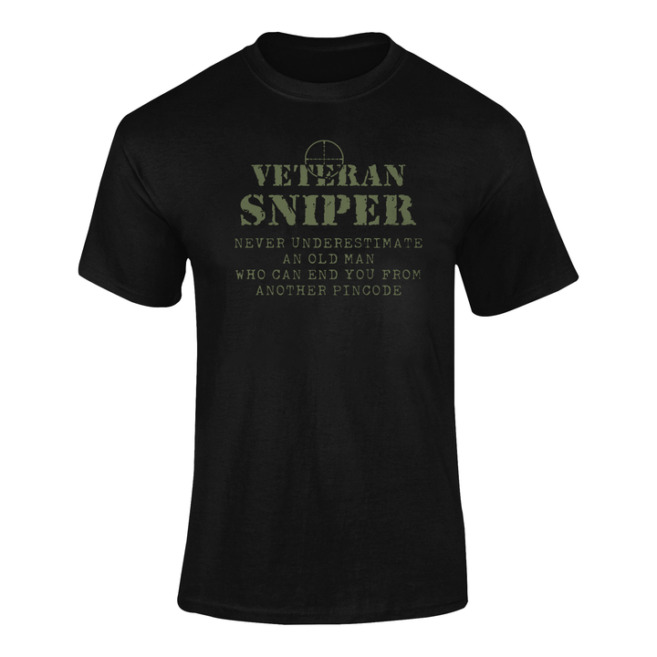 Sniper T-shirt - Veteran Sniper, Never Underestimate An Old Man..... (Men)